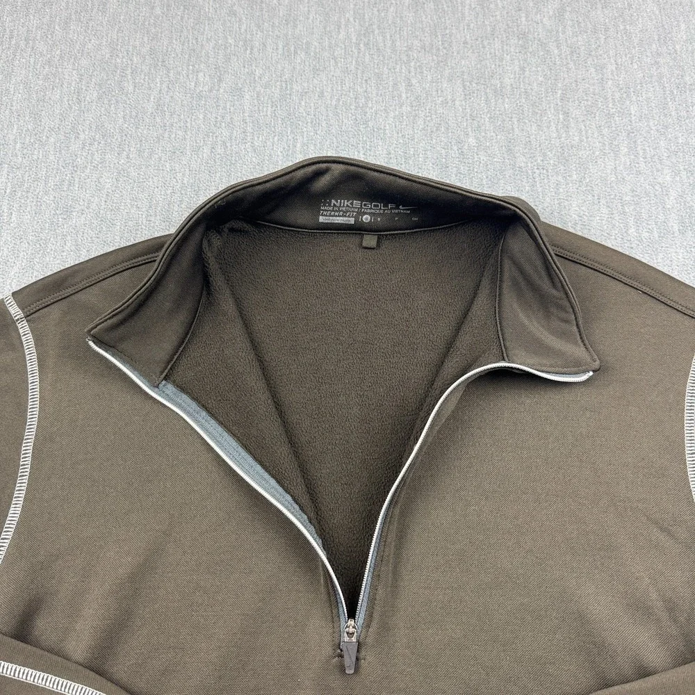 Nike Golf Therma Fit Sweatshirt Mens Small Brown Fleece Pullover 1/2 Zip‎ Active
